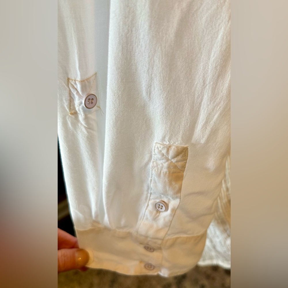 Anthropologie White Crinkle Button-Down Tunic Shirt Size S - Picture 7 of 9